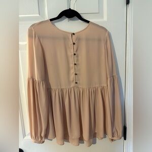 Banana Republic Tan Buttoned Tiered Blouse